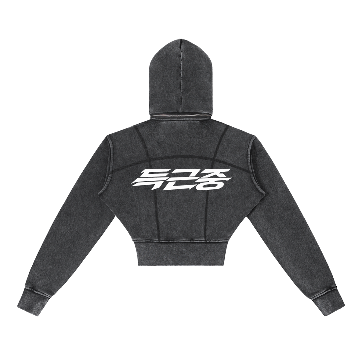 ULZZANG BELLA Vintage Wash Cropped Fitness Hoodie for Warmth