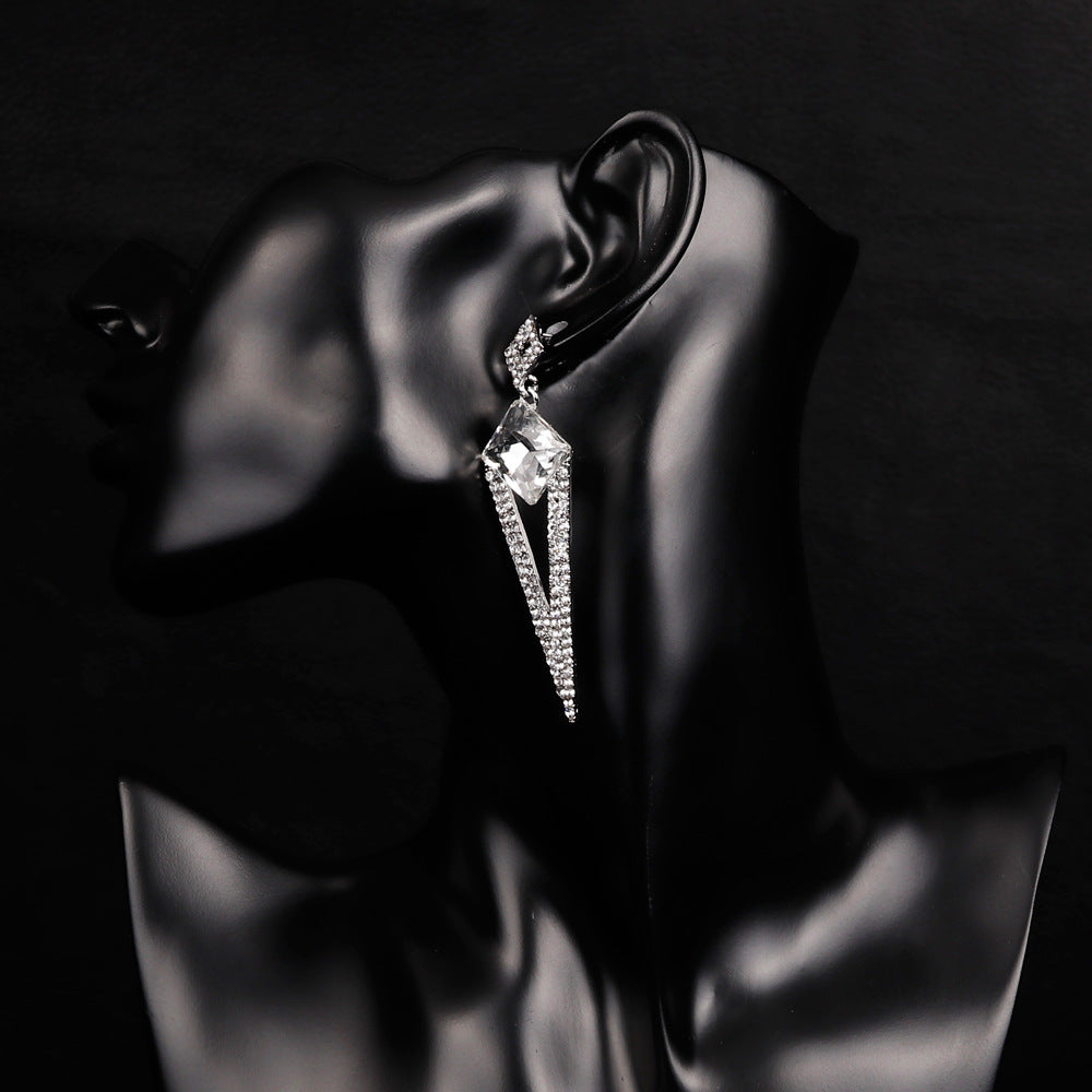 Exquisite Diamond Inlaid Water Drop Long Earrings | ULZZANG BELLA