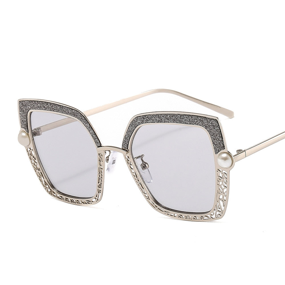 Pearlescent Elegance: Vintage Cat Eye Sunglasses for Women | ULZZANG BELLA