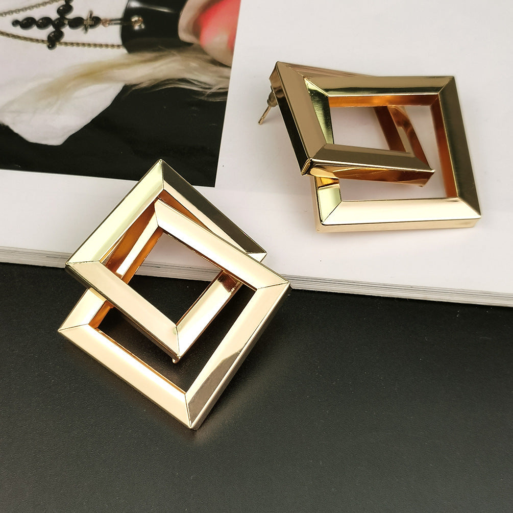 Trendy Geometric Punk Earrings in Air Alloy Texture | ULZZANG BELLA