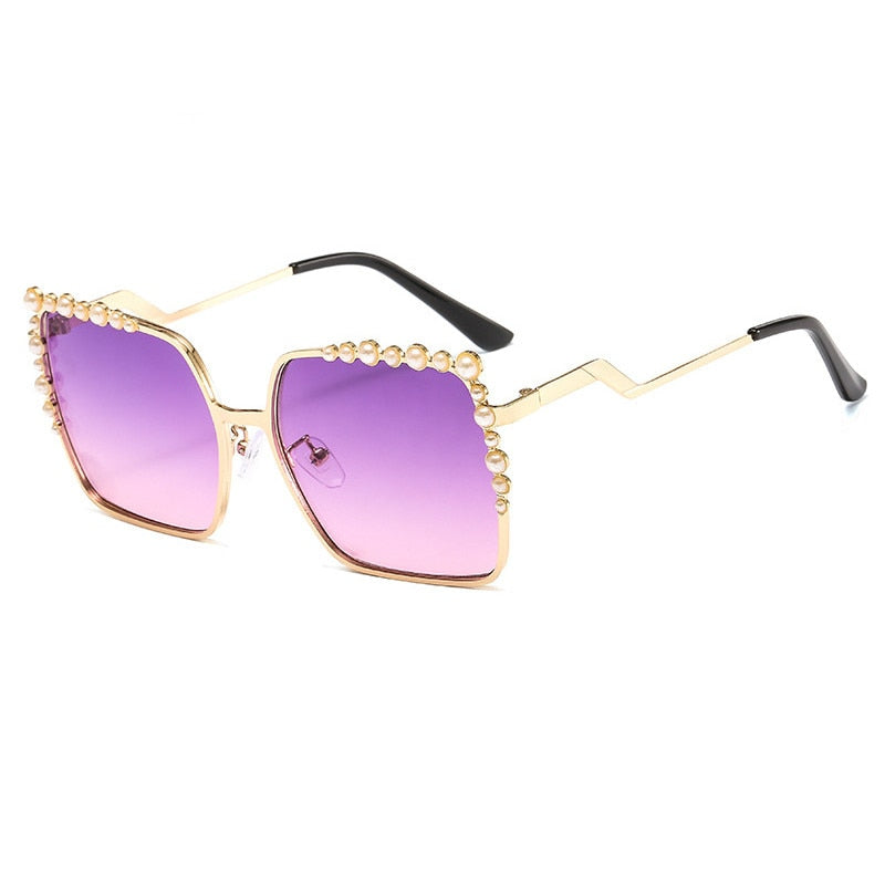 Pearlized Square Sun Shades: Luxurious Oversized Sunglasses for Women | ULZZANG BELLA