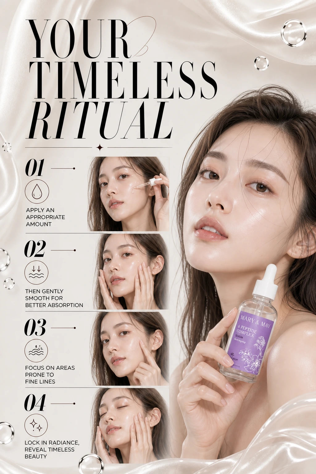 6Peptide Complex Serum 80ml | Mary&May | Mary&May 6Peptide Complex Serum – Couture Anti-Aging Elixir