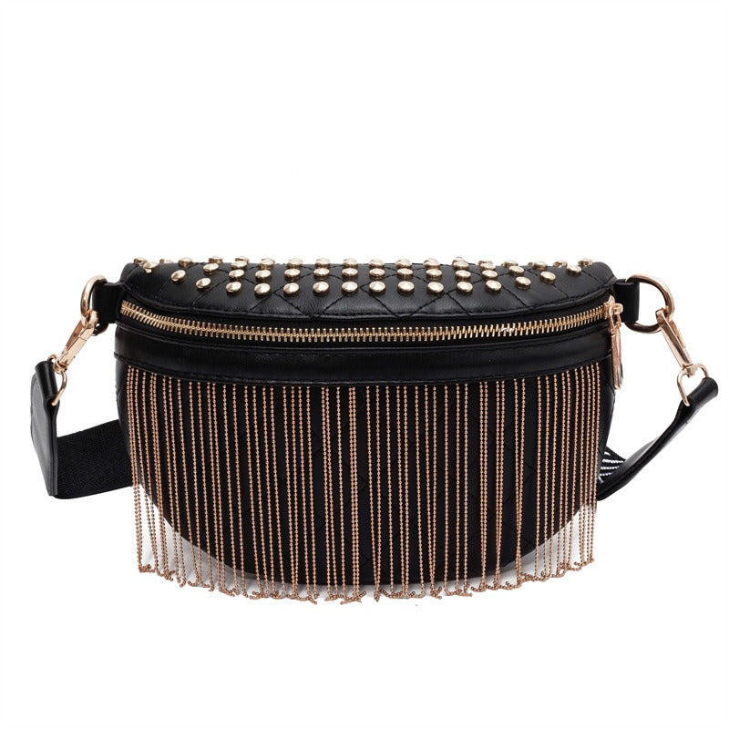Rivet-Embellished Luxurious Crossbody Bag | ULZZANG BELLA