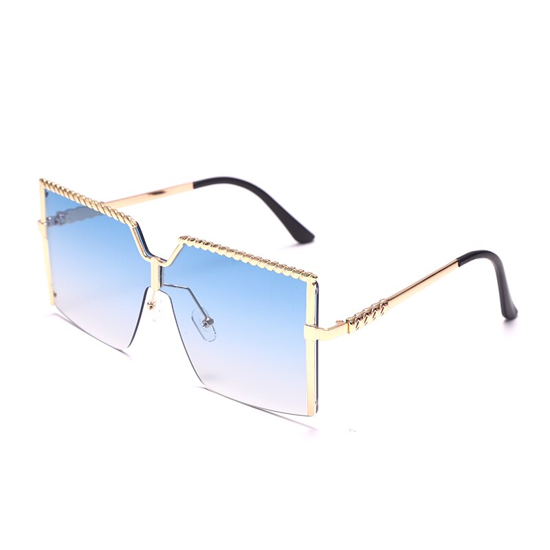 Retro Chic Rimless Square Sunglasses - Vintage Alloy Frame Eyewear for Women | ULZZANG BELLA