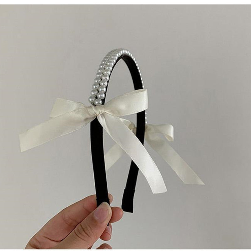 Bow Knot Headband Women's Summer High-End Retro French Temperament Pressure Hair Headband Korean Headwear