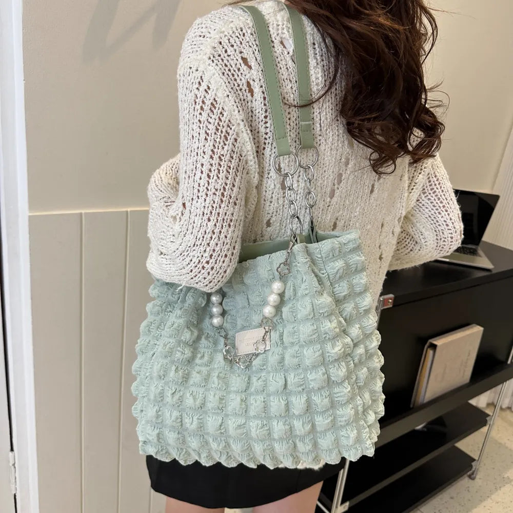 Chic Bubble Textured Tote Bag for the Modern Muse | ULZZANG BELLA