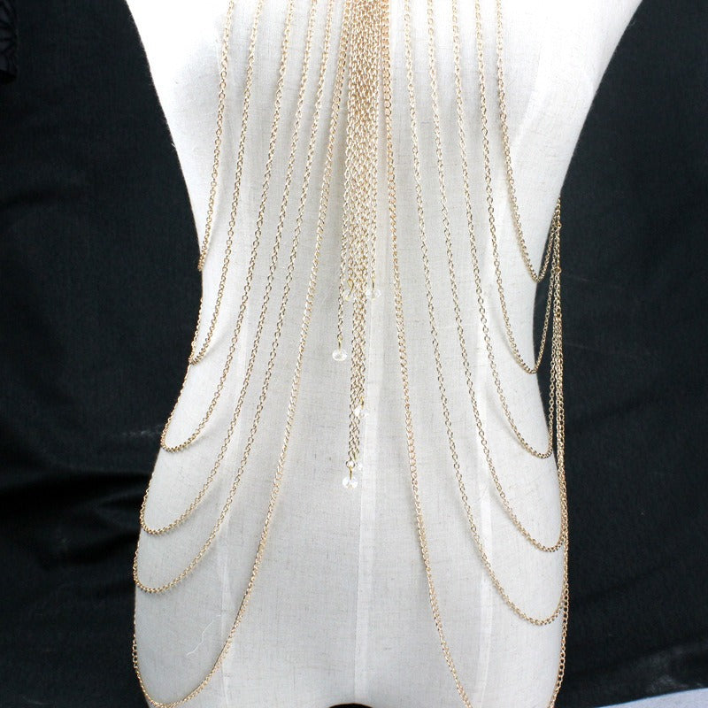 Exquisite Multi-Layered Crystal Tassel Body Chain for Effortless Glamour | ULZZANG BELLA
