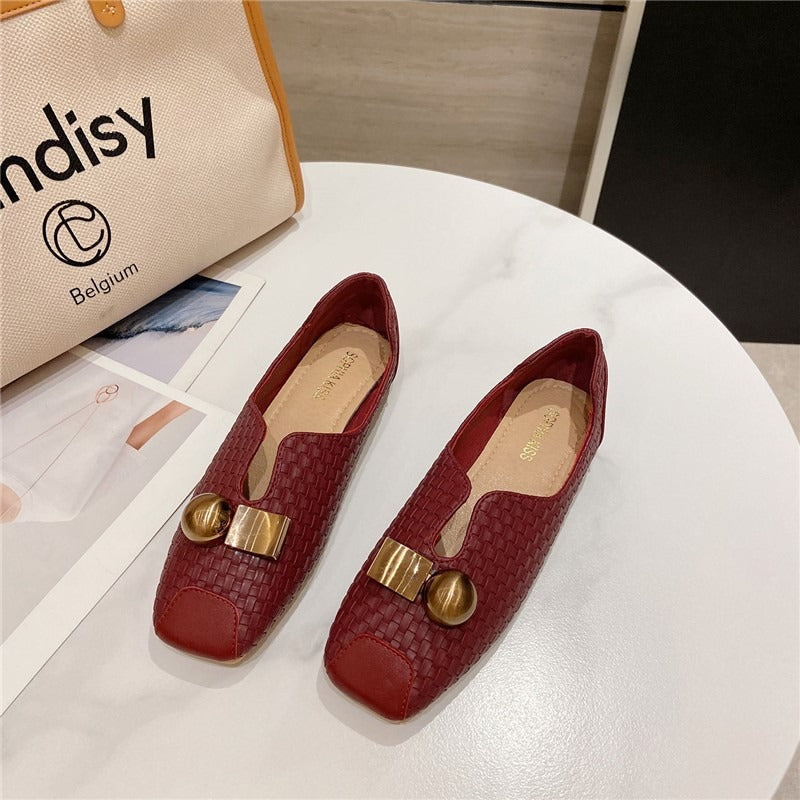 Elegantly Chic Square Toe Slip-On Flats | ULZZANG BELLA