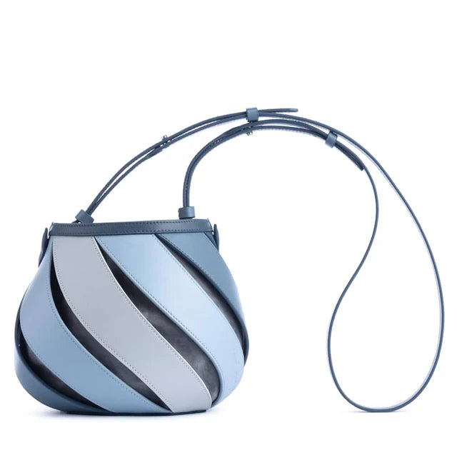 Chic Cylindrical PU Leather Handbag with Stripes | ULZZANG BELLA