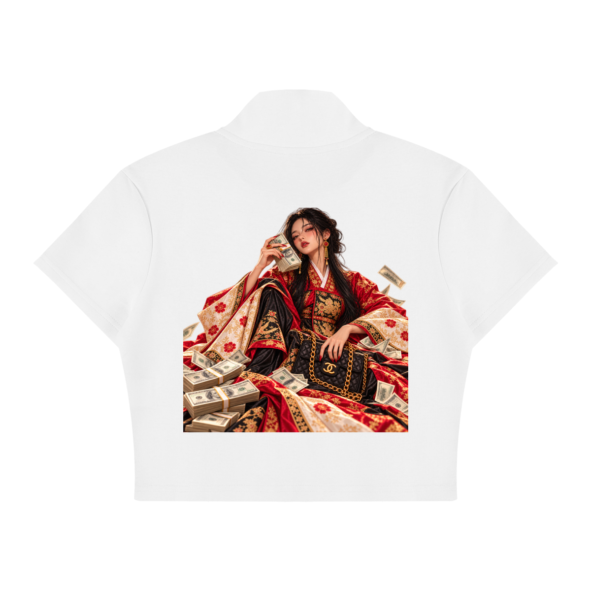 ULZZANG BELLA Joseon Baddie Cropped Zip-Up Tee - Empowering Style