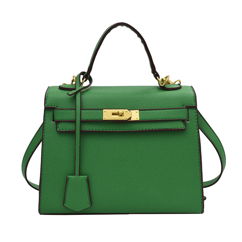 Elegantly Chic PU Kelly Bag with Lock Closure | ULZZANG BELLA