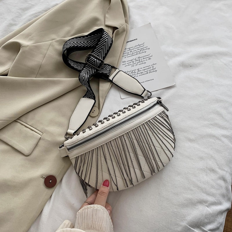 Rivet-Embellished Luxurious Crossbody Bag | ULZZANG BELLA