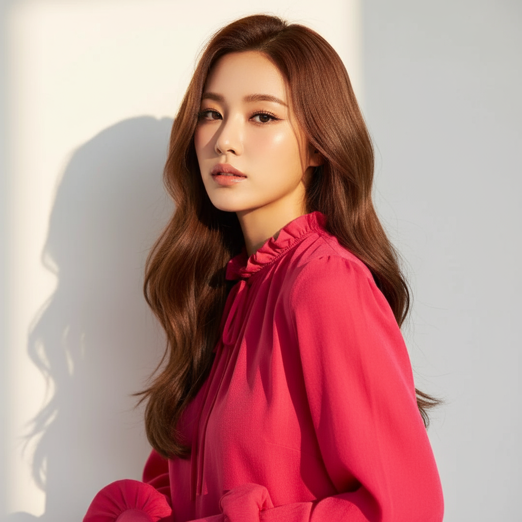 Chic Spring Autumn Ruffled Chiffon Blouse with O-neck | ULZZANG BELLA