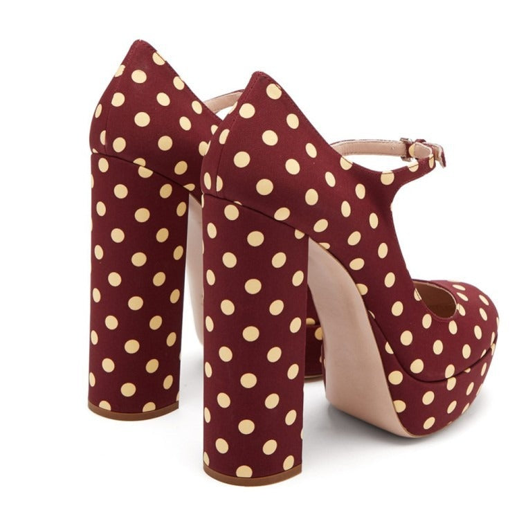 Elegant Round Toe Thick Sole High Mary Jane Heels | ULZZANG BELLA
