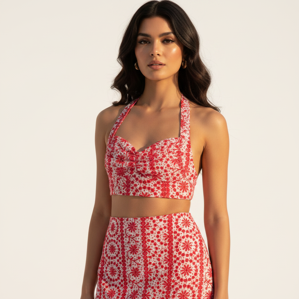 ULZZANG BELLA Hollow-out Embroidered Satin Casual Set - Luxe Elegance