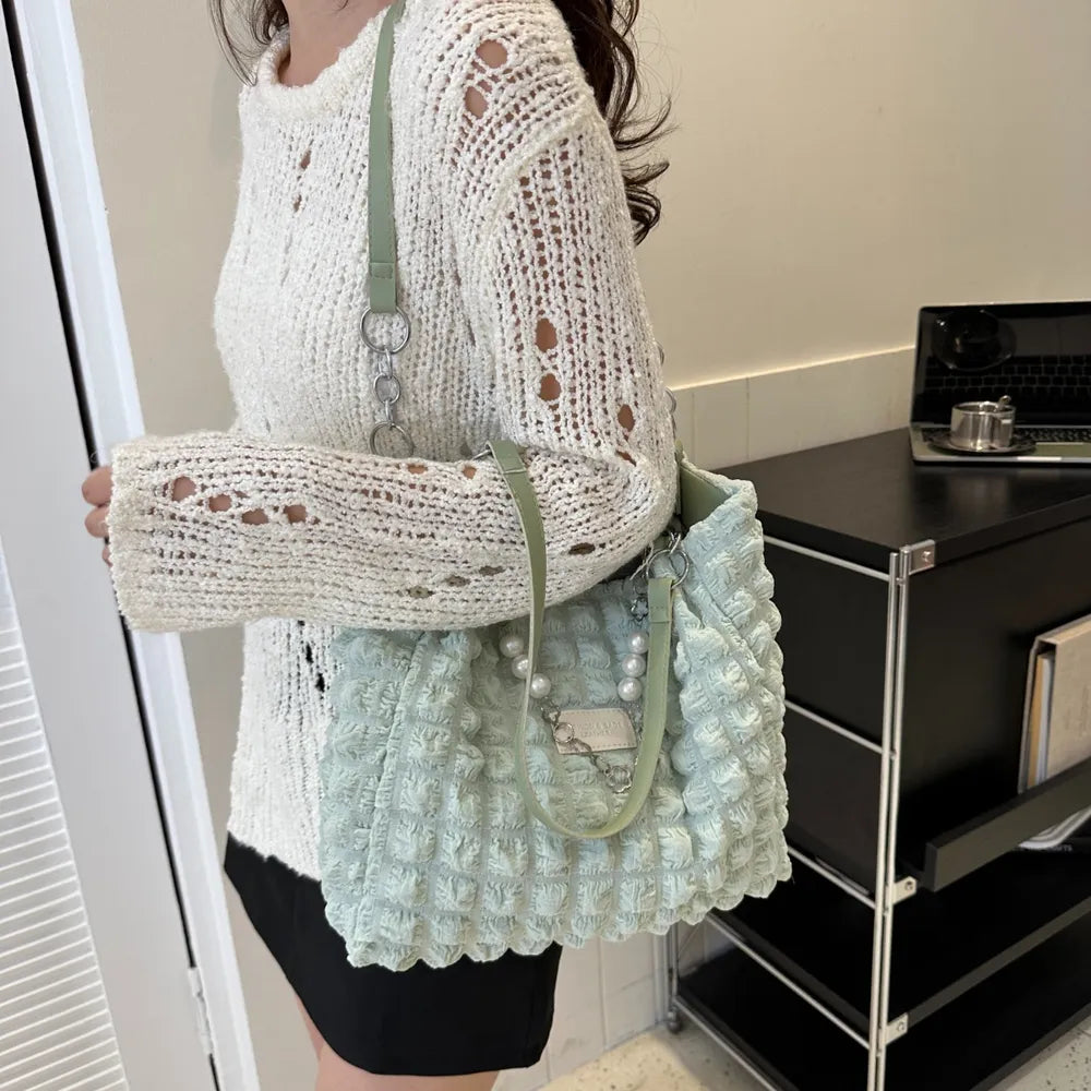 Chic Bubble Textured Tote Bag for the Modern Muse | ULZZANG BELLA