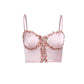 Floral Satin V-Neck Lace Suspender Crop Top for Women | ULZZANG BELLA