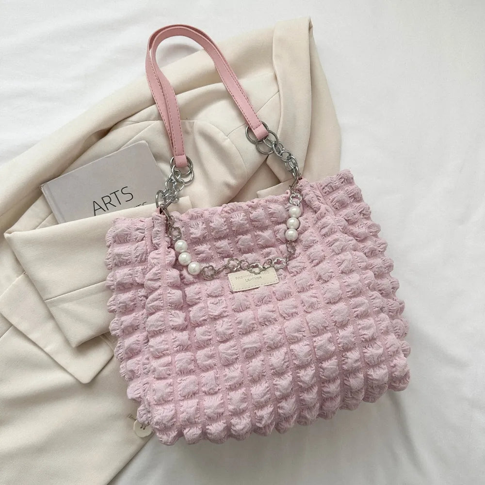 Chic Bubble Textured Tote Bag for the Modern Muse | ULZZANG BELLA