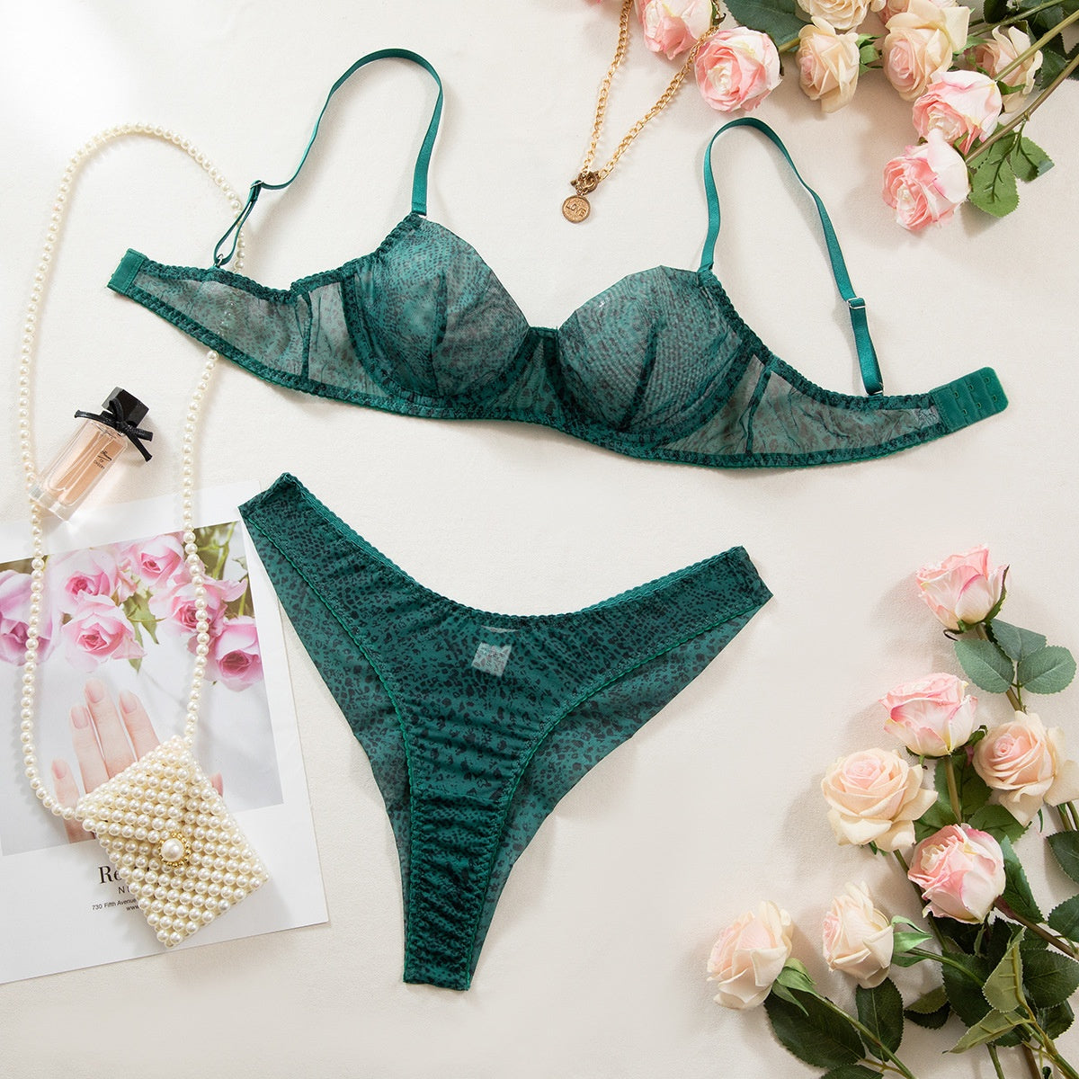 Discover the ULZZANG BELLA Seductive Hollow Cup Bra Set, crafted in South Korea from exquisite polyester, embodying elegance and allure for the confident individual.