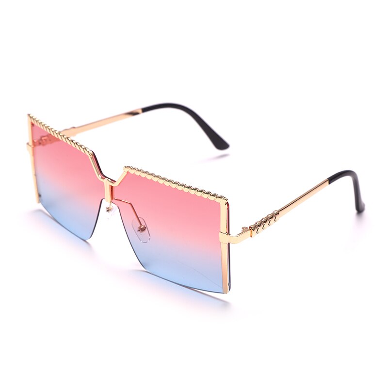 Retro Chic Rimless Square Sunglasses - Vintage Alloy Frame Eyewear for Women | ULZZANG BELLA