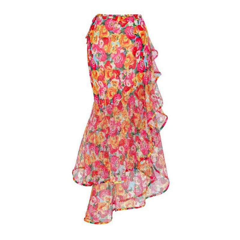 Elegant High-Waist Chiffon Split Swimsuit Set in Luxurious Nylon | ULZZANG BELLA