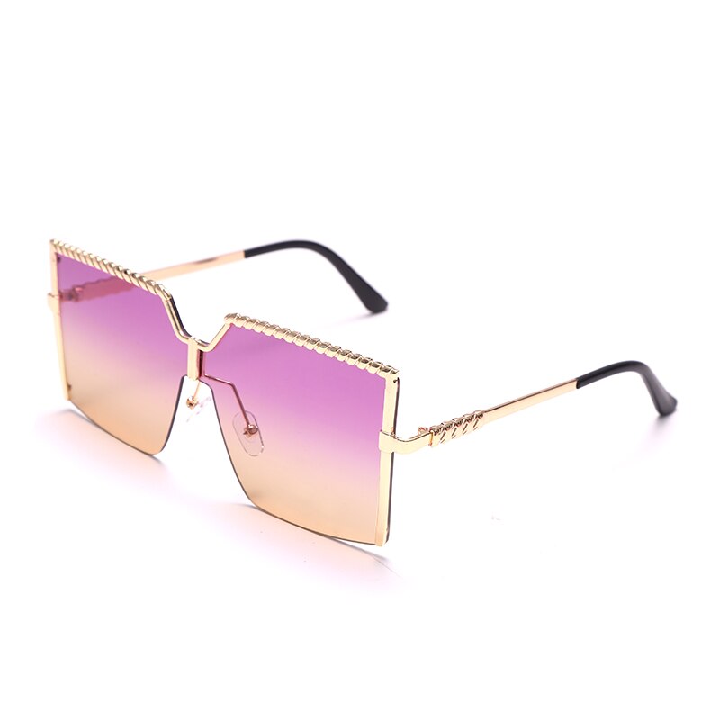 Retro Chic Rimless Square Sunglasses - Vintage Alloy Frame Eyewear for Women | ULZZANG BELLA