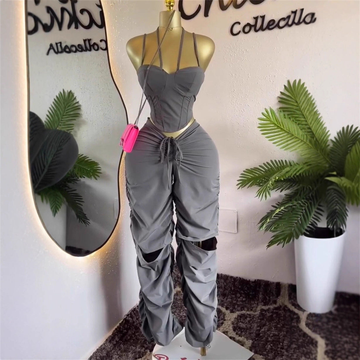 ULZZANG BELLA High Waist Cargo Pants Set - Luxe Couture Elegance