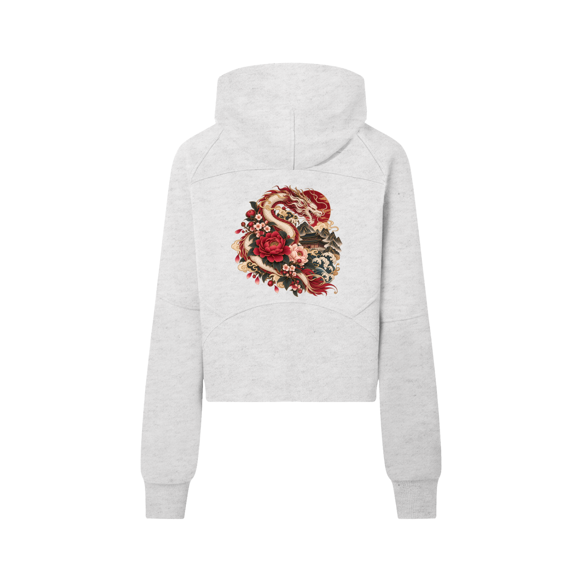 Korean Dragon Cropped Half-Zip Hoodie | ULZZANG BELLA