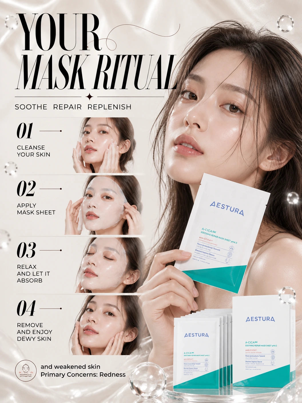 A-Cica 365 Soothing Repair Mask Sheet pH4.5 5ea | AESTURA | AESTURA A-Cica 365 Repair Mask Sheet, Couture Skincare