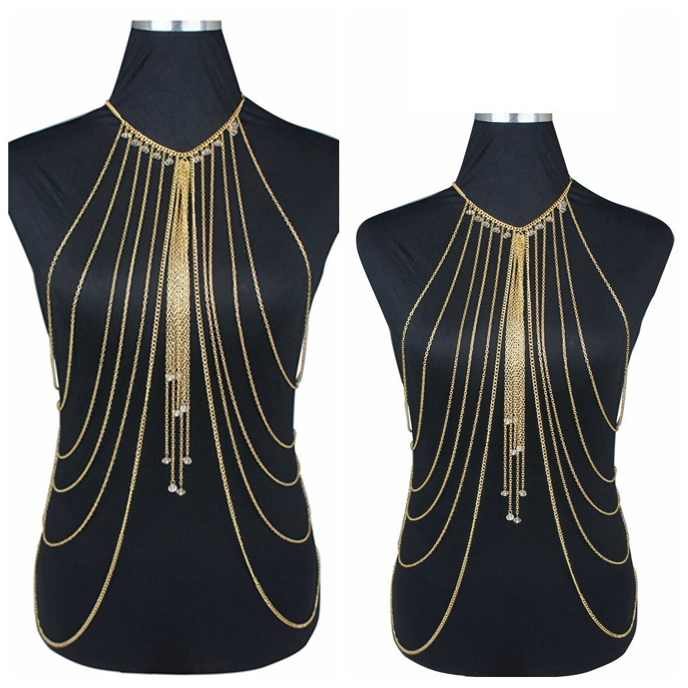 Exquisite Multi-Layered Crystal Tassel Body Chain for Effortless Glamour | ULZZANG BELLA