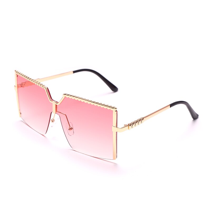 Retro Chic Rimless Square Sunglasses - Vintage Alloy Frame Eyewear for Women | ULZZANG BELLA