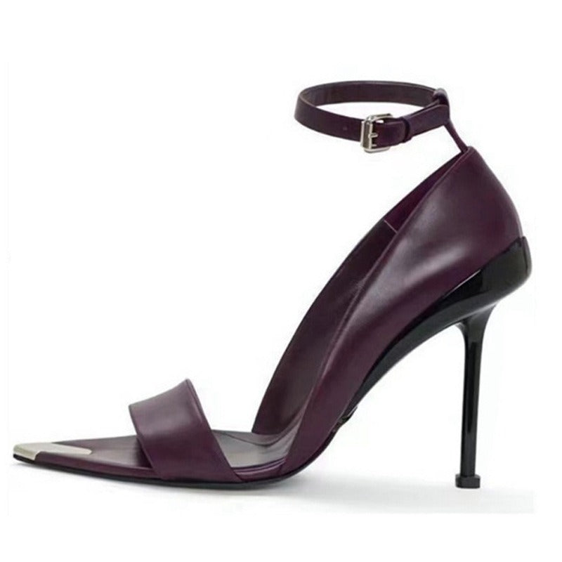 Seductive Metal Pointed Toe Stiletto Heels | ULZZANG BELLA