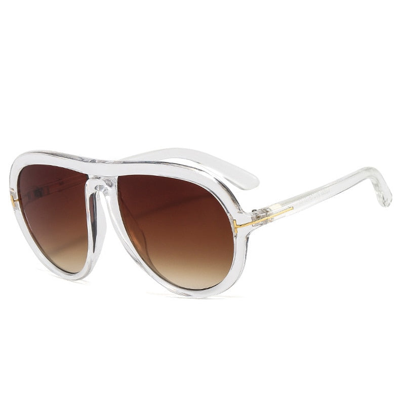 Retro Chic Gradient Oversized Pilot Sunglasses with UV400 Shades