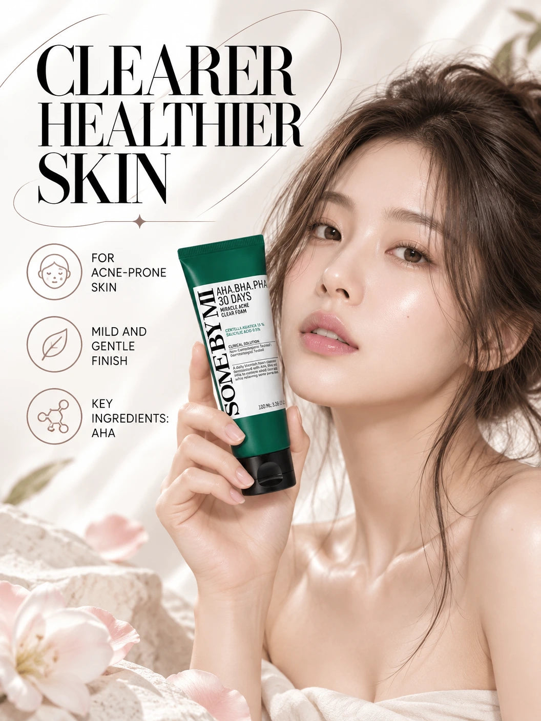 AHA-BHA-PHA 30 Days Miracle Acne Clear Foam 100ml | SOME BY MI | SOME BY MI AHA-BHA-PHA Luxe Foam Cleanser, Artisanal Care
