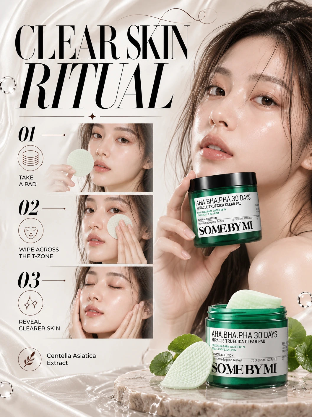 AHA BHA PHA 30 Days Miracle Truecica Clear Pad 70ea | SOME BY MI | SOME BY MI AHA BHA PHA Clear Pad - Artisanal Skincare Luxury