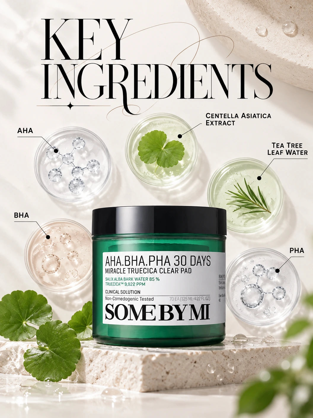 AHA BHA PHA 30 Days Miracle Truecica Clear Pad 70ea | SOME BY MI | SOME BY MI AHA BHA PHA Clear Pad - Artisanal Skincare Luxury