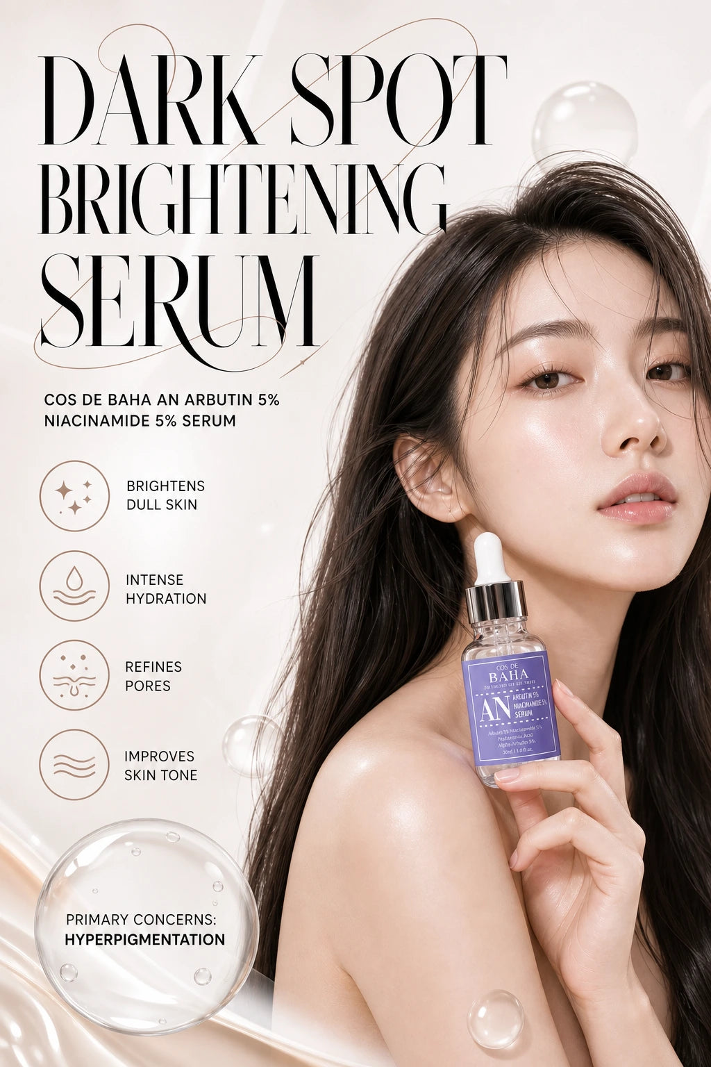AN Arbutin 5% Niacinamide 5% Serum 30ml | COS DE BAHA | COS DE BAHA AN Arbutin Serum – Dark Spot Brightening