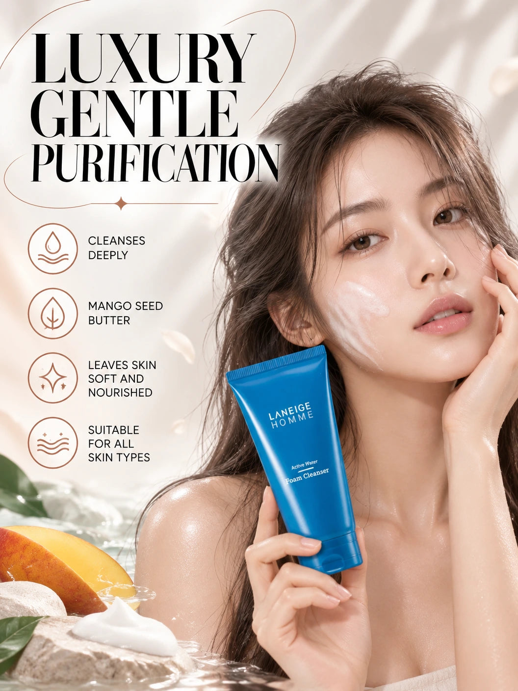 Active Water Foam Cleanser for Radiant Skin | LANEIGE | LANEIGE Active Water Foam Cleanser, Luxe Artisanal Purification