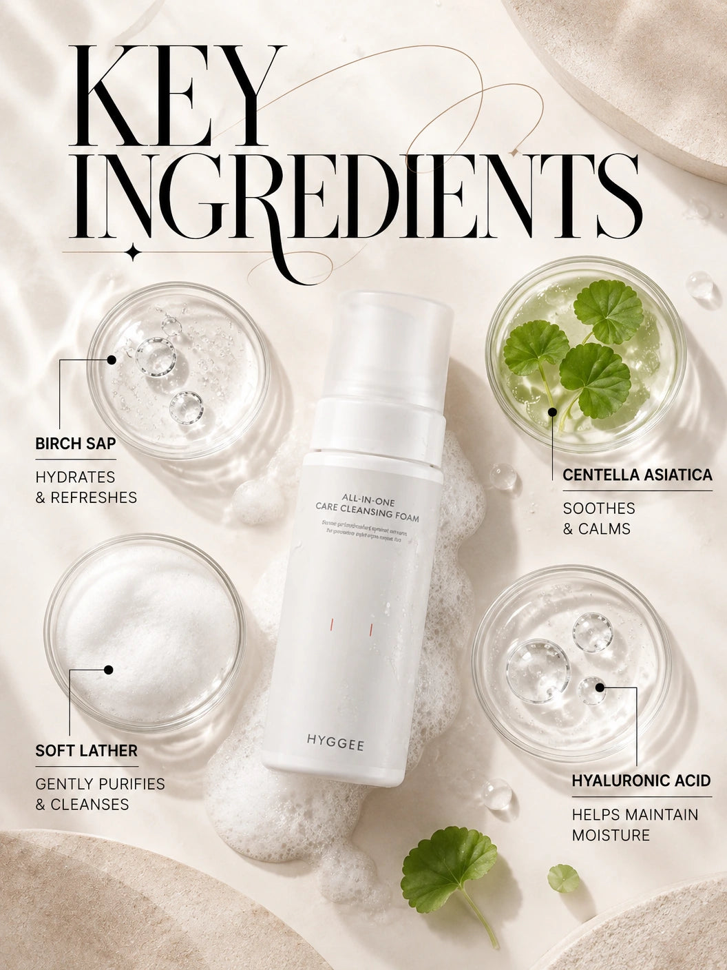 All-In-One Care Cleansing Foam 150ml | HYGGEE | HYGGEE All-In-One Care Cleansing Foam - Artisanal Luxury Cleanser