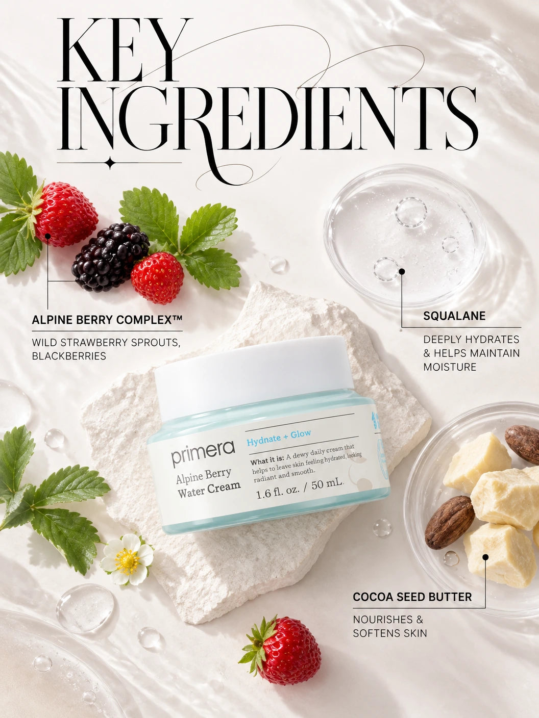 Alpine Berry Watery Cream 50ml | Primera | Primera Alpine Berry Watery Cream - Artisanal Hydration Luxe