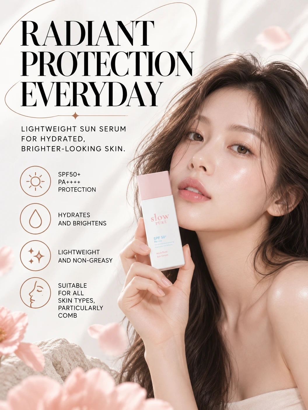 Aqua fluid sun serum SPF50+ PA++++ 50ml | Slowpure | Slowpure Aqua Fluid Luxury Sun Serum SPF50+ PA++++