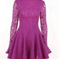 Elegant Purple Lace A-Line Backless Dress for Women | ULZZANG BELLA