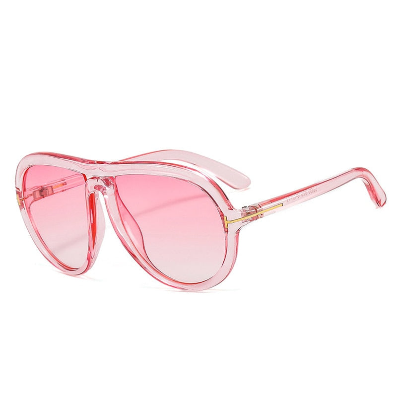 Retro Chic Gradient Oversized Pilot Sunglasses with UV400 Shades