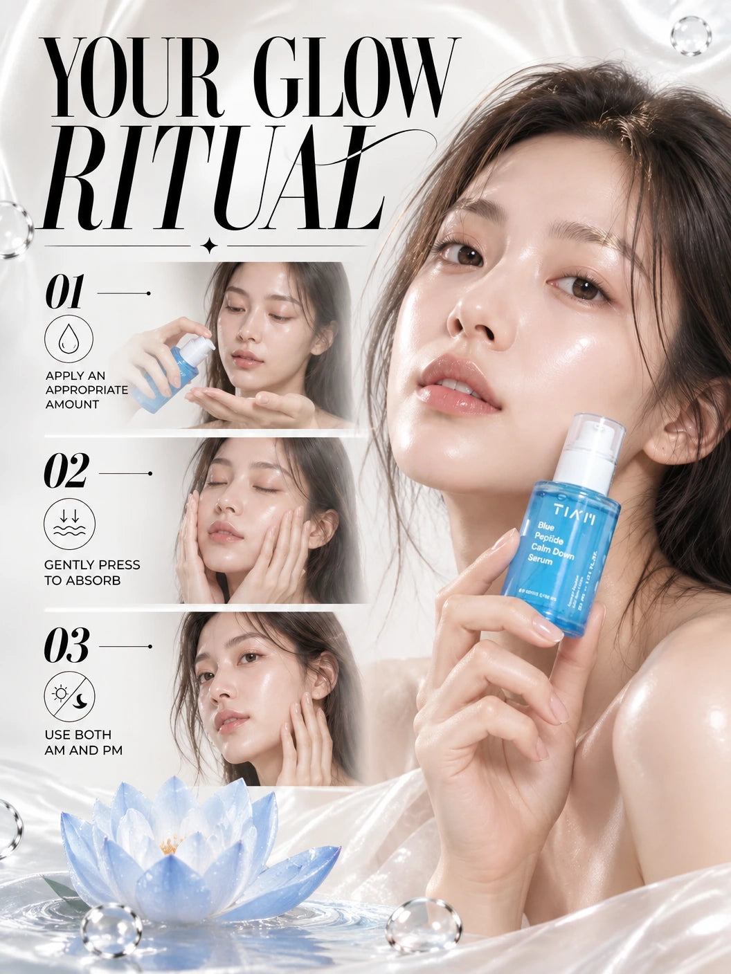 Blue Peptide Calm Down Serum 30ml | TIA’M | TIA’M Blue Peptide Serum – Artisanal Luxury Skin Elixir