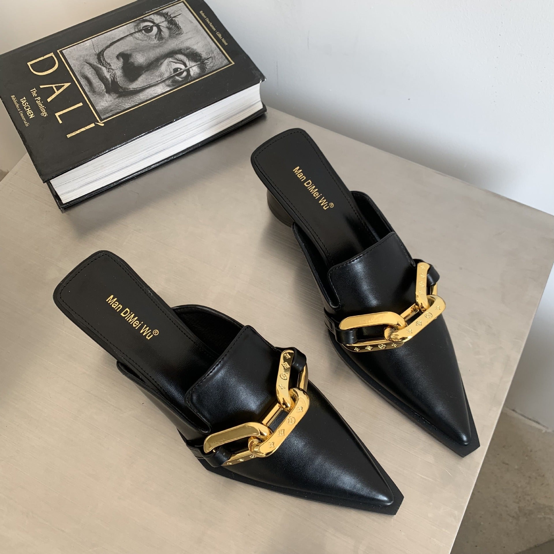 ULZZANG BELLA Elegant Pointed Toe Half Slippers, Luxe Comfort