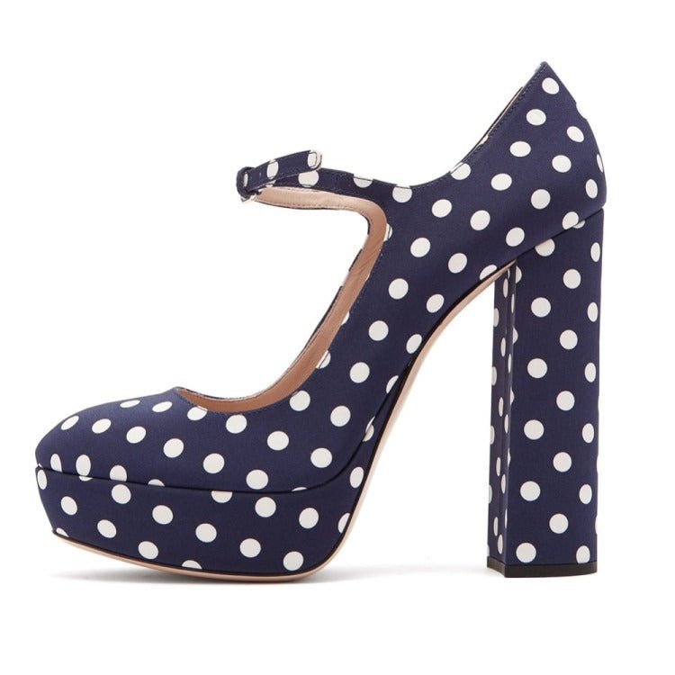 Elegant Round Toe Thick Sole High Mary Jane Heels | ULZZANG BELLA