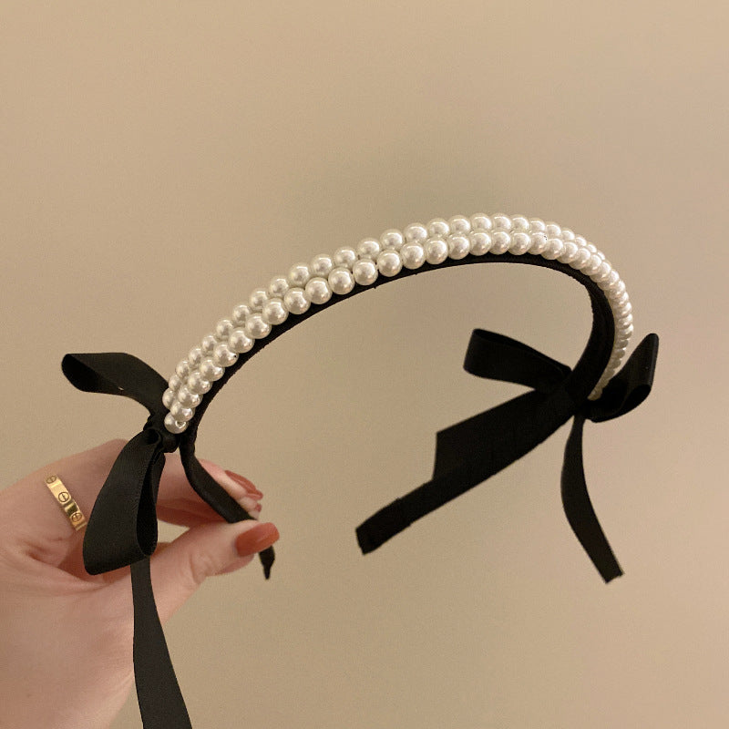 Bow Knot Headband Women's Summer High-End Retro French Temperament Pressure Hair Headband Korean Headwear