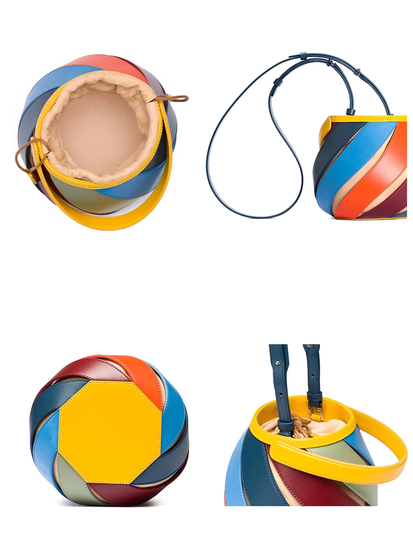 Chic Cylindrical PU Leather Handbag with Stripes | ULZZANG BELLA