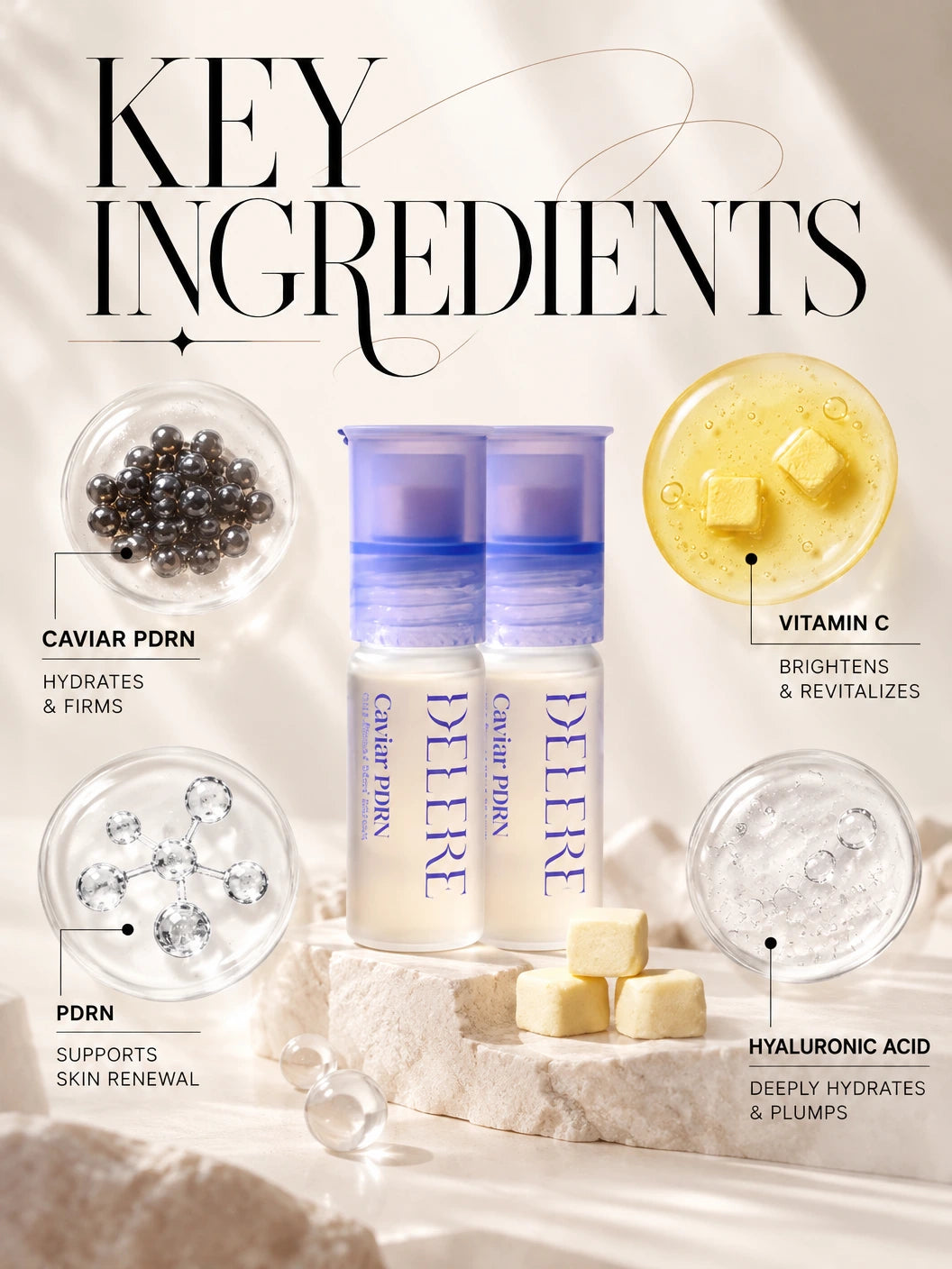 Caviar PDRN VITA Boost Shot Serum (Double Set) 15ml*2ea | DELERE | DELERE Caviar PDRN VITA Serum – Vitamin C Double Set