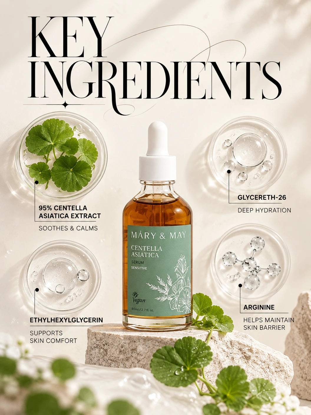 Centella Asiatica Serum 80ml | Mary&May | Mary&May Centella Asiatica Serum - Artisanal Luxury Hydration